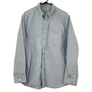 Line of Trade Shirt Mens XL Button Up Blue 100% Fine Cotton Oxford Preppy Office